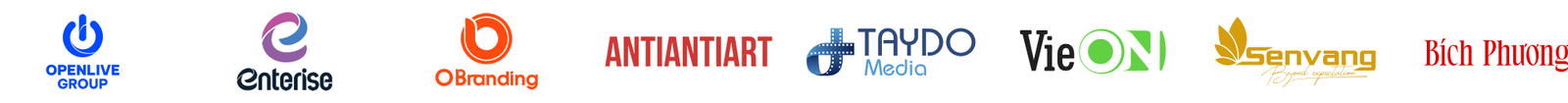 OpenLive Group, Enterise, OBranding, AntiAntiArt, Tây Đô Media, VieON, Sen Vàng và Bích Phương